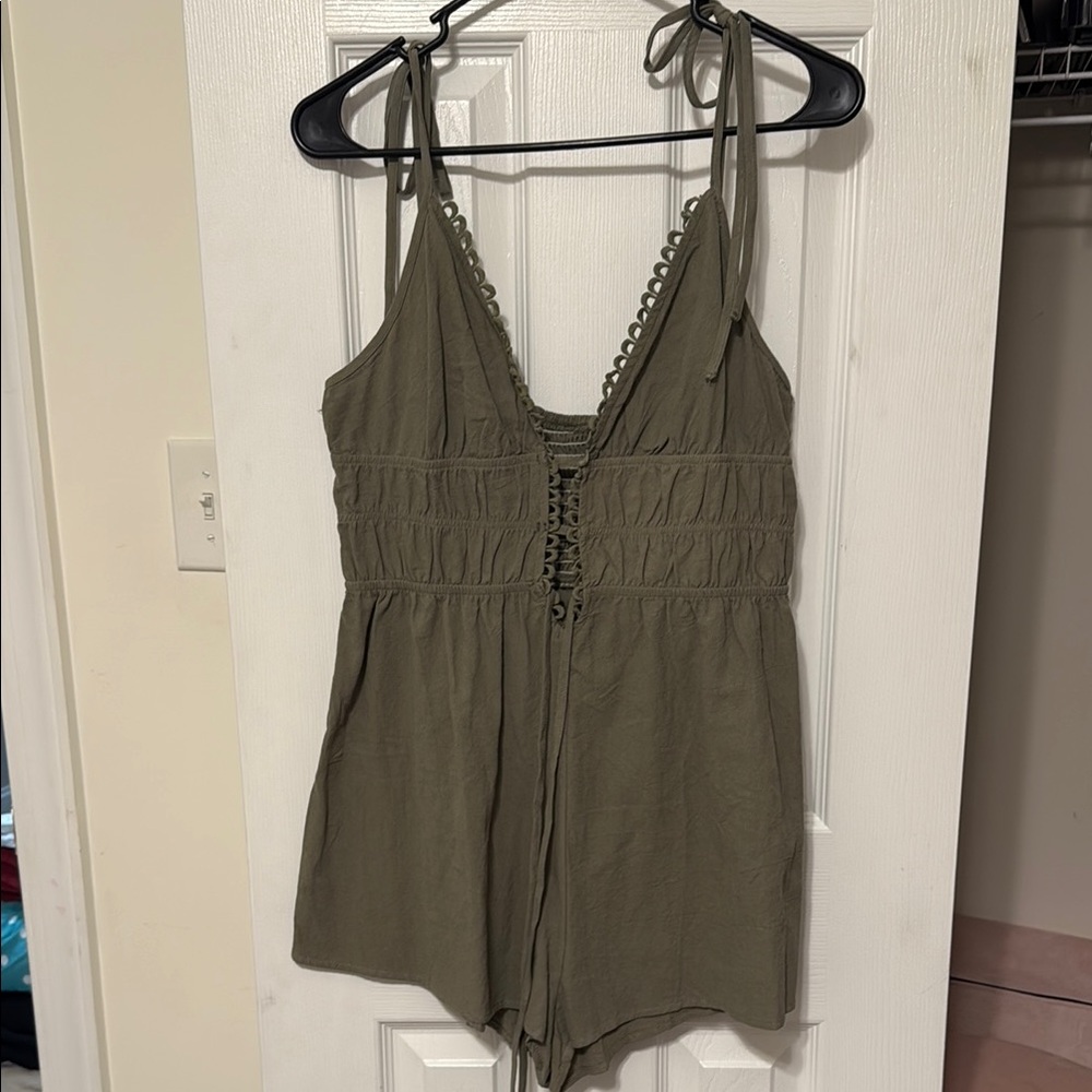Olive Green Sleeveless Romper